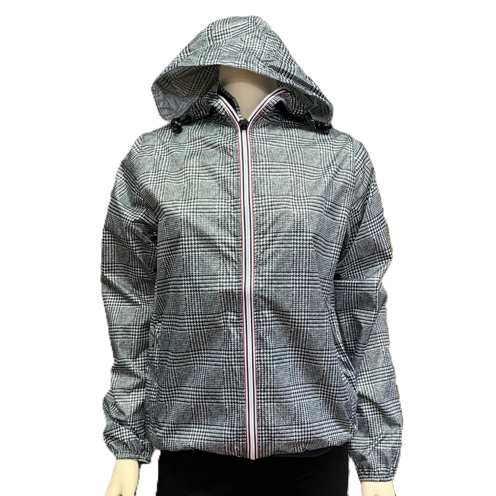 Black & White Hooded Packable Jacket